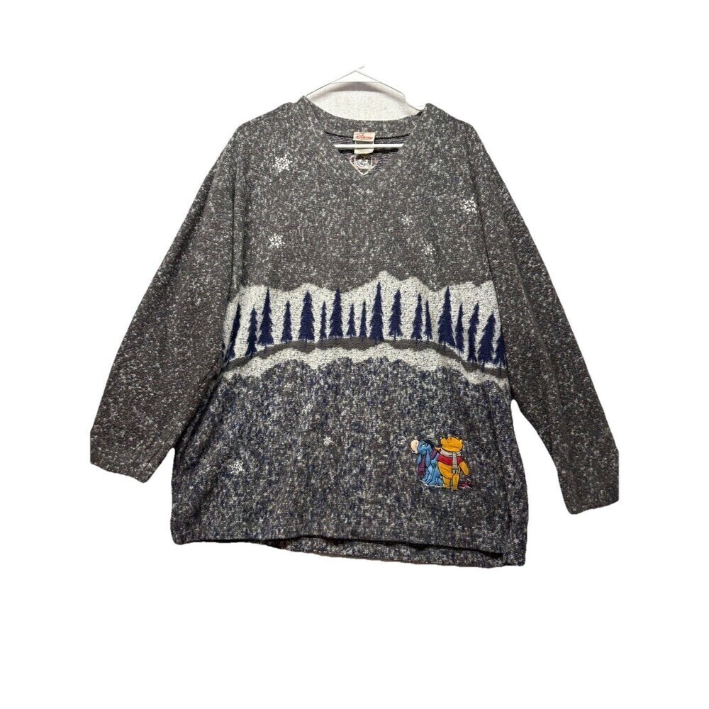 Disney Store Womens Sz XL Sweater Winnie The Pooh Winter Holiday Themed Vintage